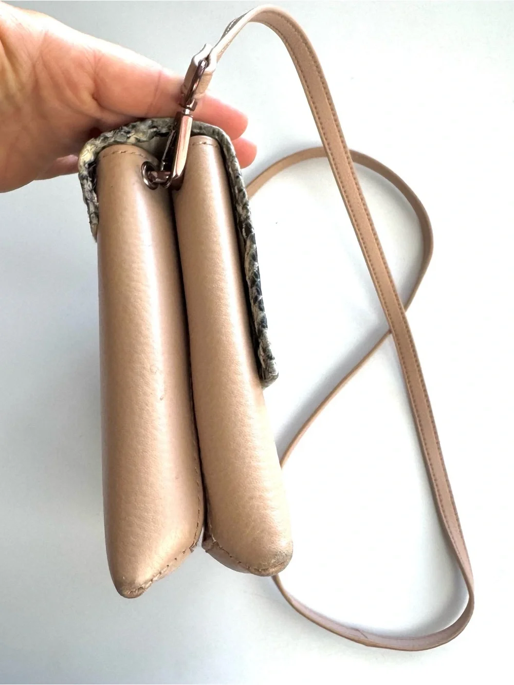 Ted Baker Alani Pink Leather Snakeskin Embossed Crossbody Shoulder Bag Glam Y2K